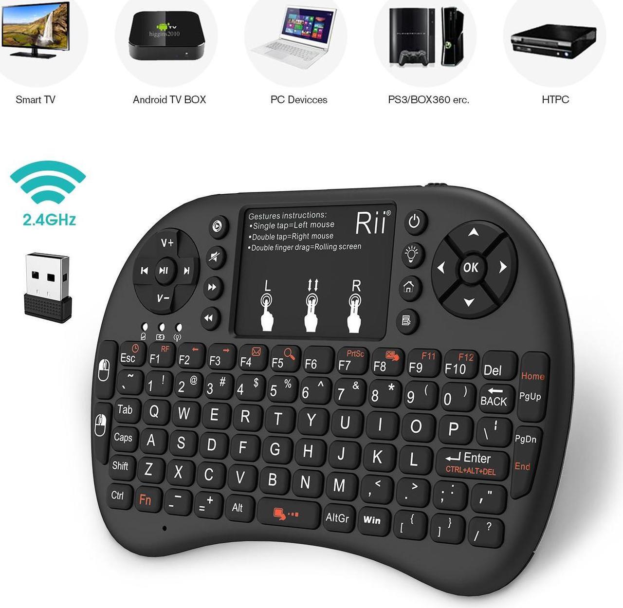 Alt view image 3 of 6 - Rii i8+ Mini wireless keyboard 2.4GHz Wireless Keyboard with TouchPad Backlit For Android TV Box,PC,Laptop,Smart TV,HTPC