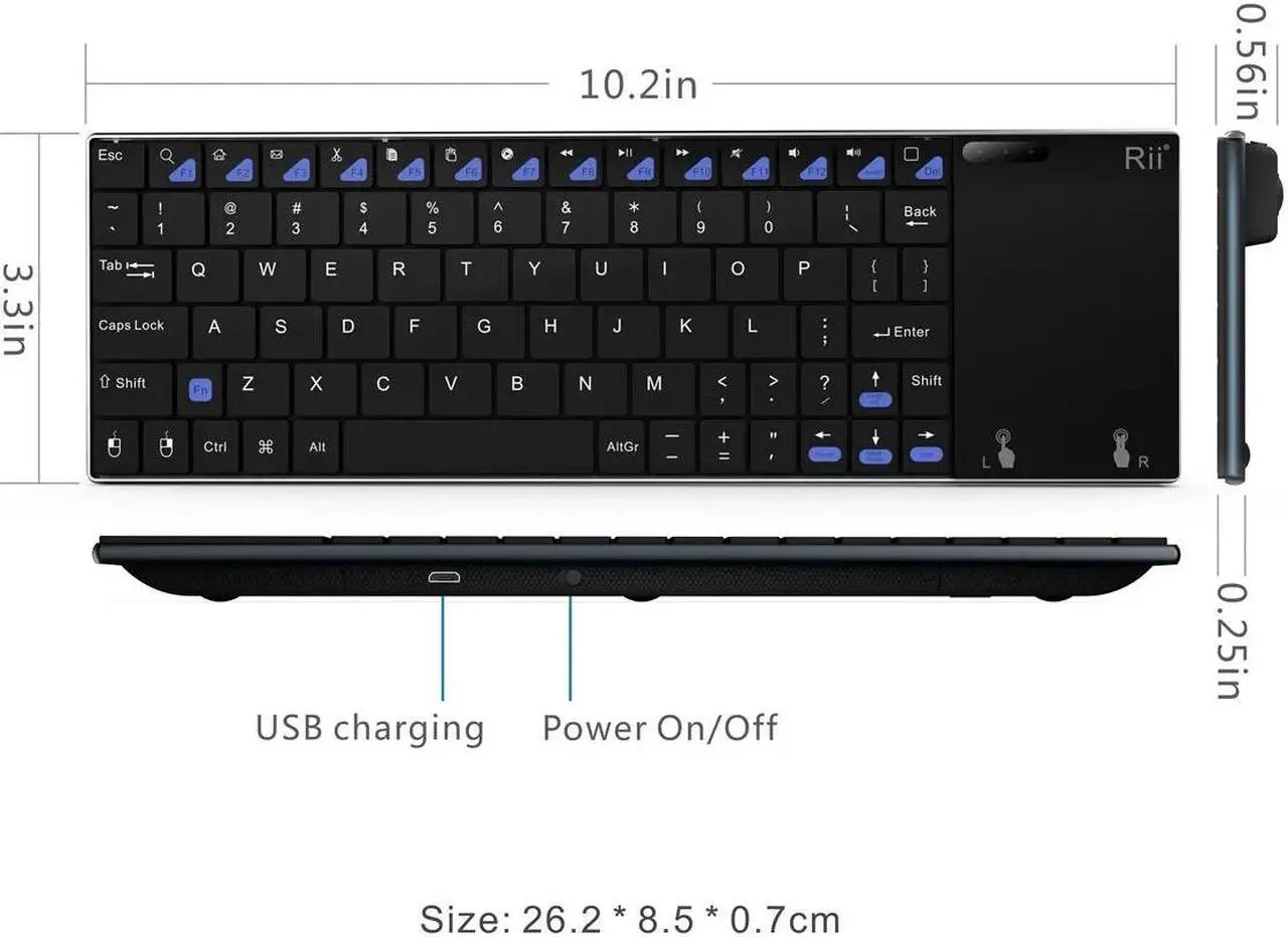Alt view image 3 of 6 - Rii mini i12+ Wireless Mini Keyboard with Touchpad mouse for PC Tablet Android TV BOX
