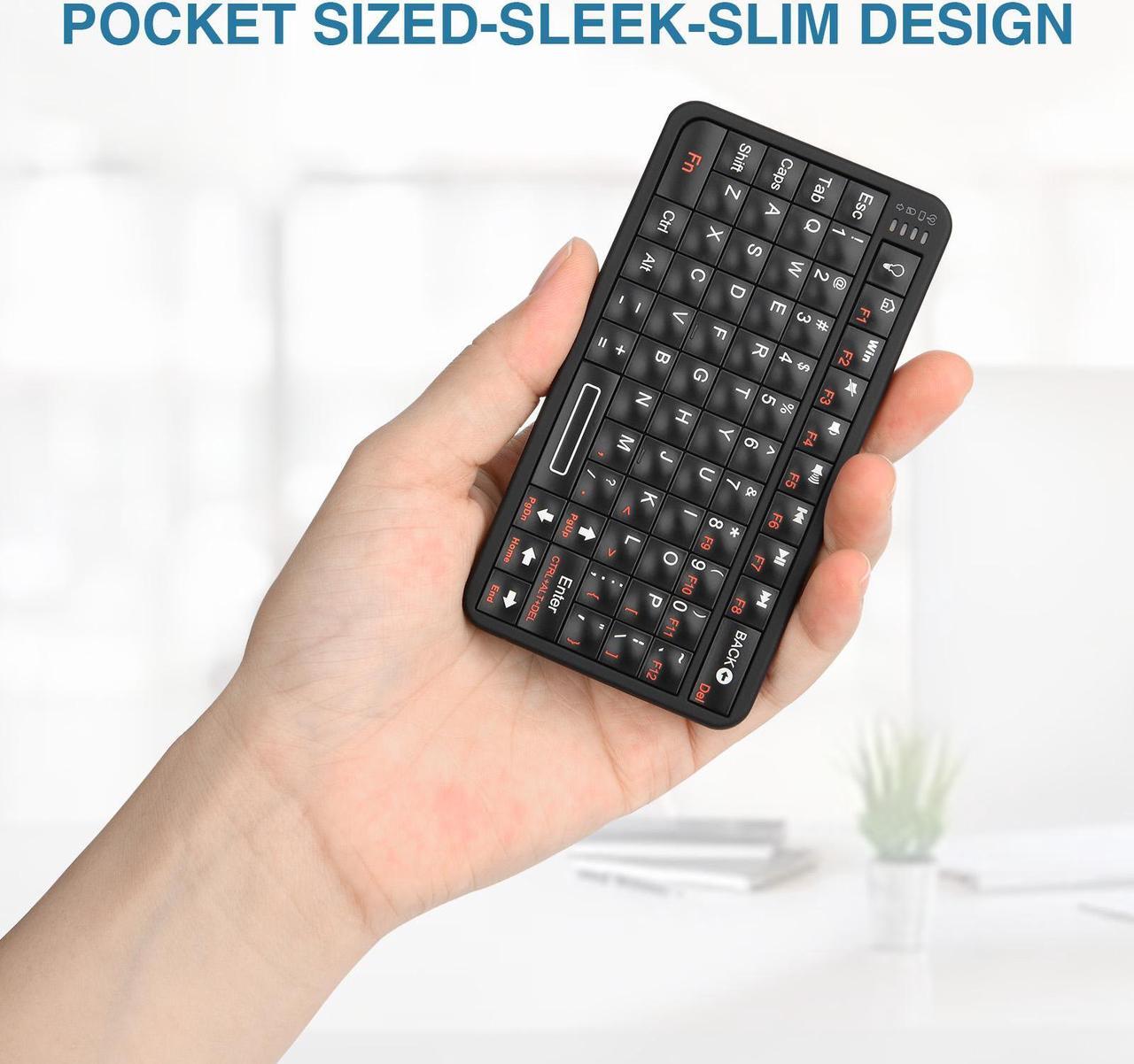 Alt view image 5 of 6 - Rii Mini Bluetooth Keyboard,Portable Wireless Keyboard with Backlit,Rechargeable Mini Keyboard for Smart TV/Android TV Box/SmartPhone/HTPC/IPTV, BLACK(Upgrade-TypeC)