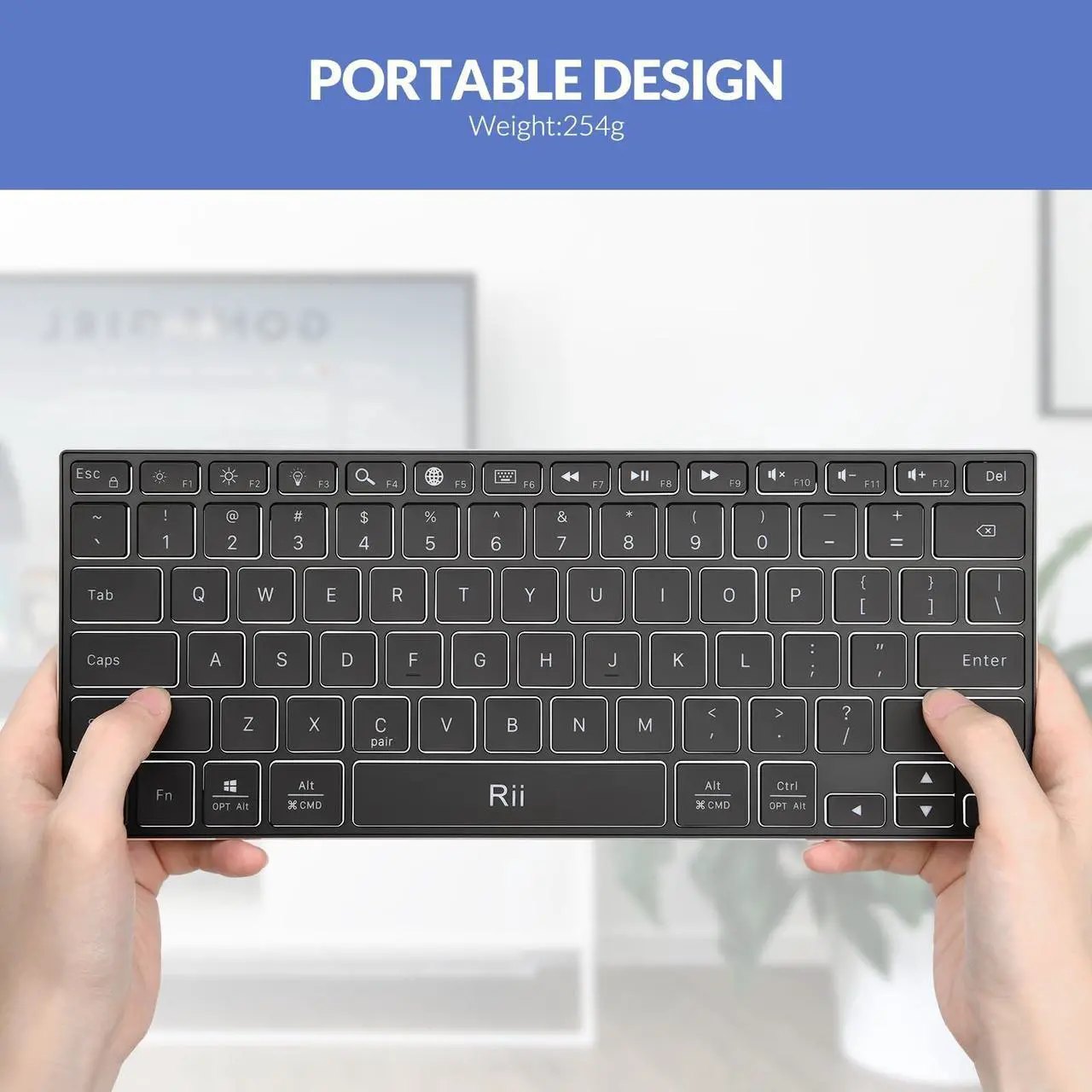 Alt view image 5 of 7 - Rii Bluetooth Keyboard X9,Wireless Keyboard with RGB Backlit, Rechargeable Keyboard with Aluminium Alloy Case for iPad 10th, iPad Pro, iPad Mini, iPad Air,Tablet,Surface,PC,Laptop