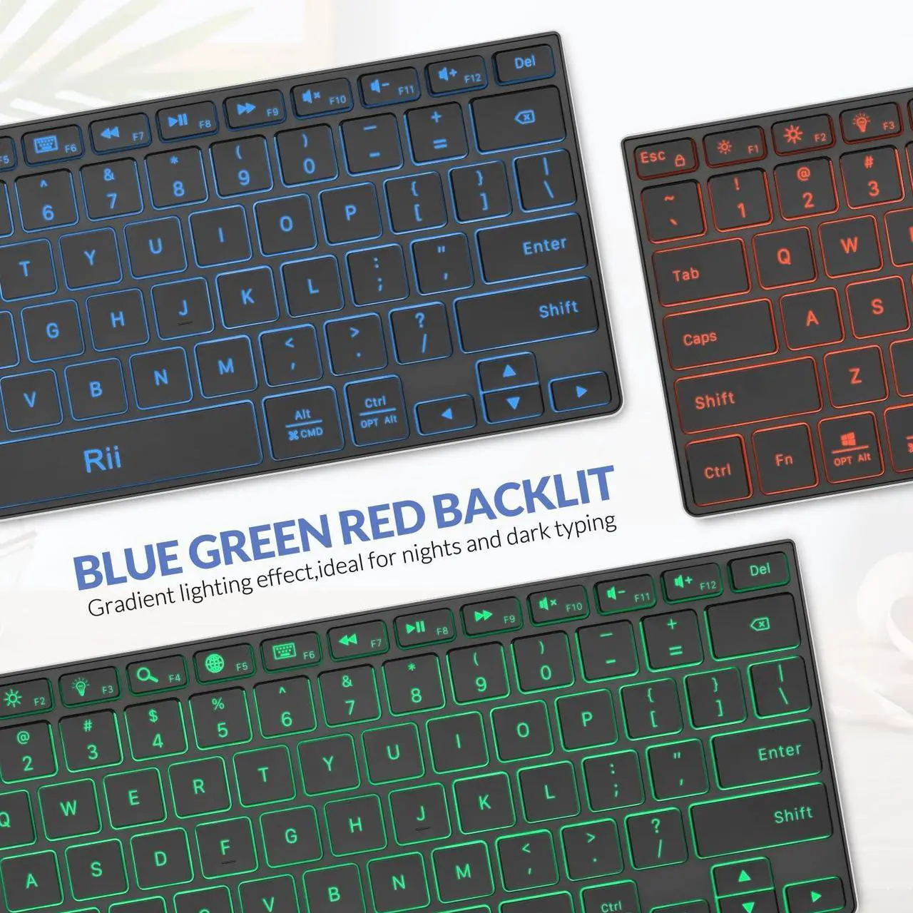Alt view image 6 of 7 - Rii Bluetooth Keyboard X9,Wireless Keyboard with RGB Backlit, Rechargeable Keyboard with Aluminium Alloy Case for iPad 10th, iPad Pro, iPad Mini, iPad Air,Tablet,Surface,PC,Laptop