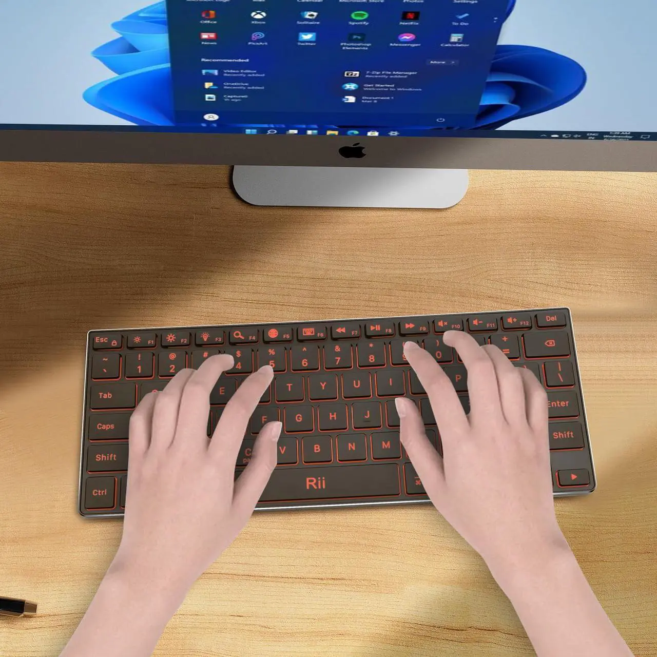 Alt view image 7 of 7 - Rii Bluetooth Keyboard X9,Wireless Keyboard with RGB Backlit, Rechargeable Keyboard with Aluminium Alloy Case for iPad 10th, iPad Pro, iPad Mini, iPad Air,Tablet,Surface,PC,Laptop