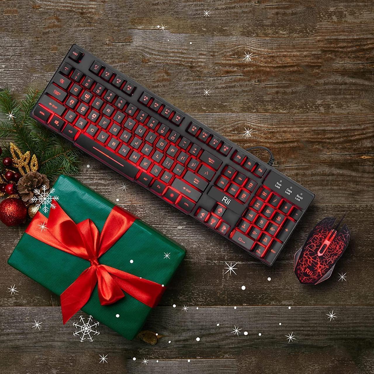 Alt view image 2 of 7 - Rii Gaming Keyboard and Mouse Set, 3-LED Backlit Mechanical Feel Business Office Keyboard Colorful Breathing Backlit Gaming Mouse for Working or Primer Gaming,Office Device (RK108)