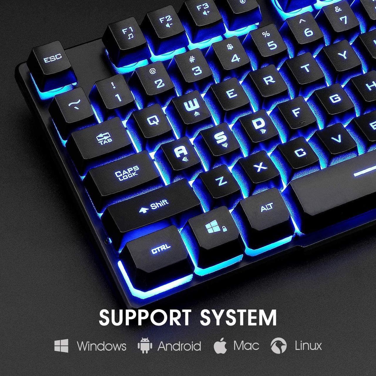 Alt view image 5 of 7 - Rii Gaming Keyboard and Mouse Set, 3-LED Backlit Mechanical Feel Business Office Keyboard Colorful Breathing Backlit Gaming Mouse for Working or Primer Gaming,Office Device (RK108)