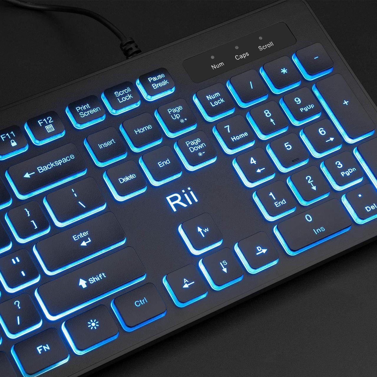 Alt view image 5 of 7 - Rii Three Colors Backlit Keyboard and Mouse, Wired Keyboard and Mouse Combo, USB Keyboard and Mouse Set,Quiet Input Gaming Keyboard,Optical RGB Mouse for School,Office,Business and Gaming