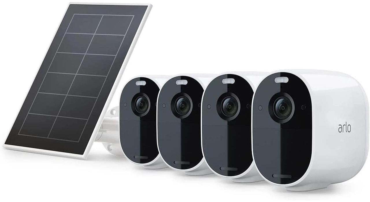 Main image of Arlo Essential Spotlight Camera + Solar Panel (4 Cameras + 1 Solar Panel), White