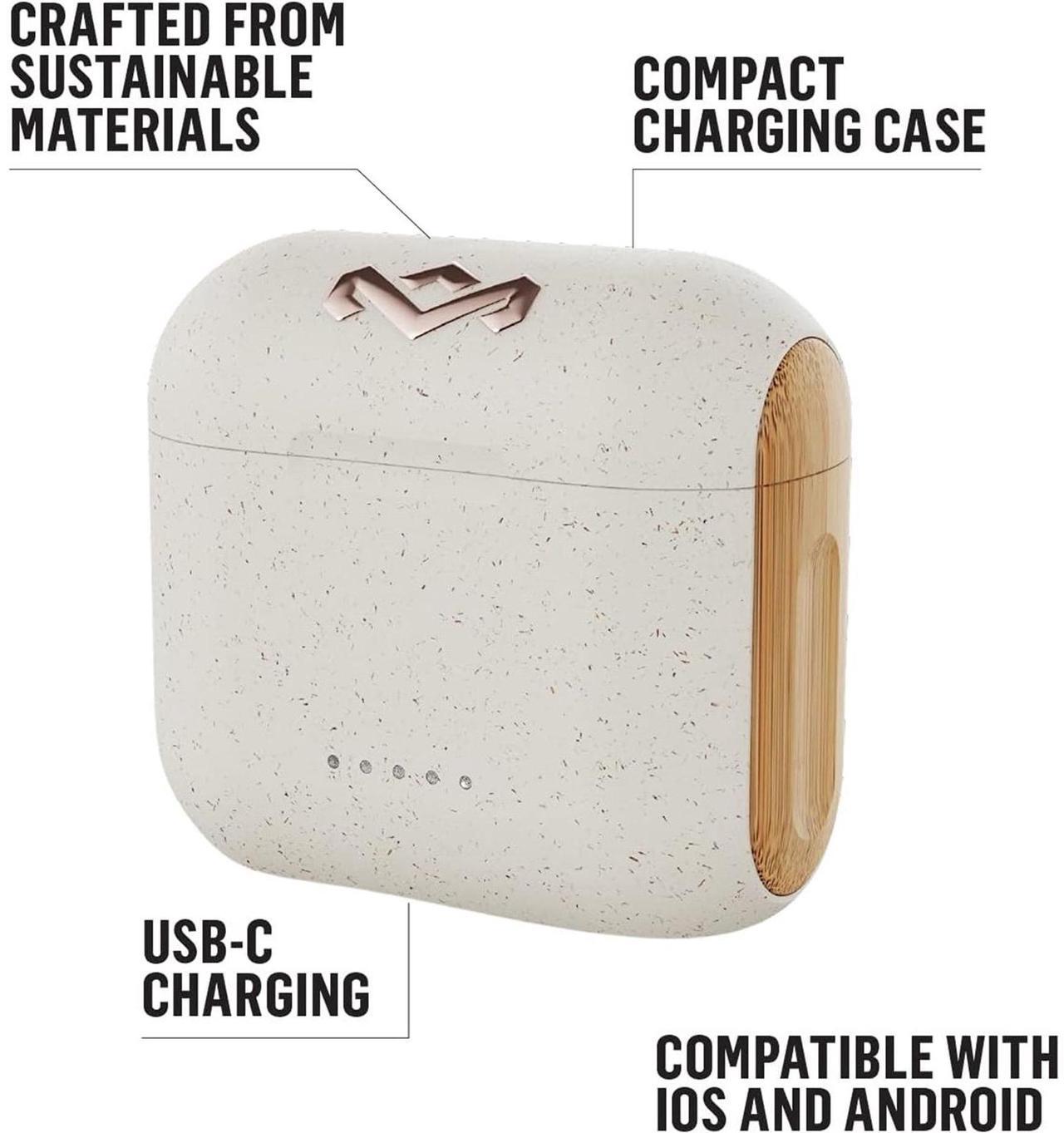 Alt view image 2 of 6 - House of Marley Rebel True Wireless Earbuds in-Case Charging & Mic Bluetooth 8H Battery Life Cream
