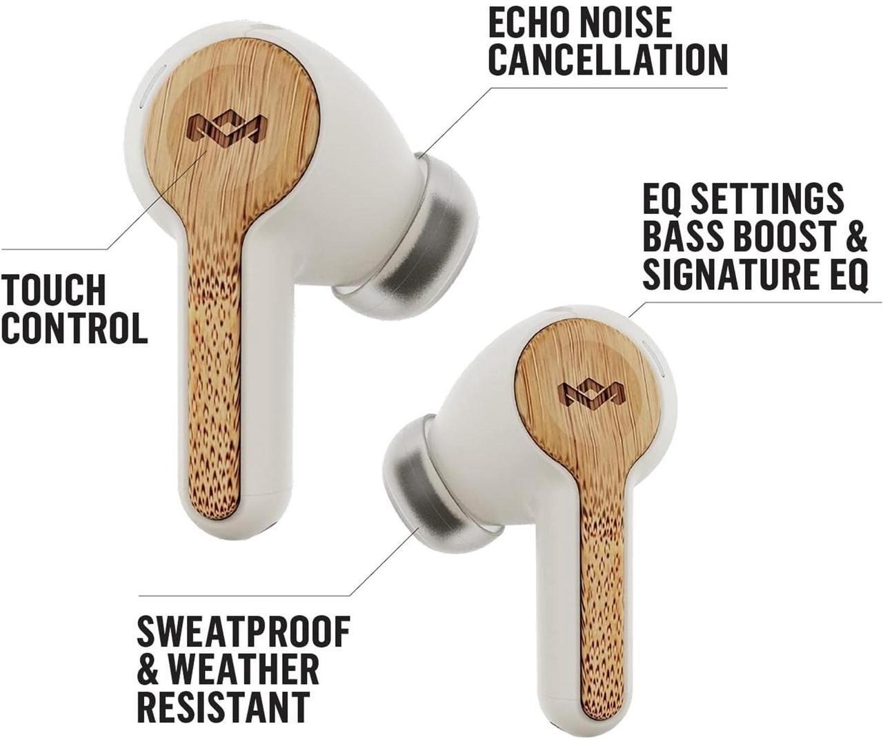 Alt view image 3 of 6 - House of Marley Rebel True Wireless Earbuds in-Case Charging & Mic Bluetooth 8H Battery Life Cream
