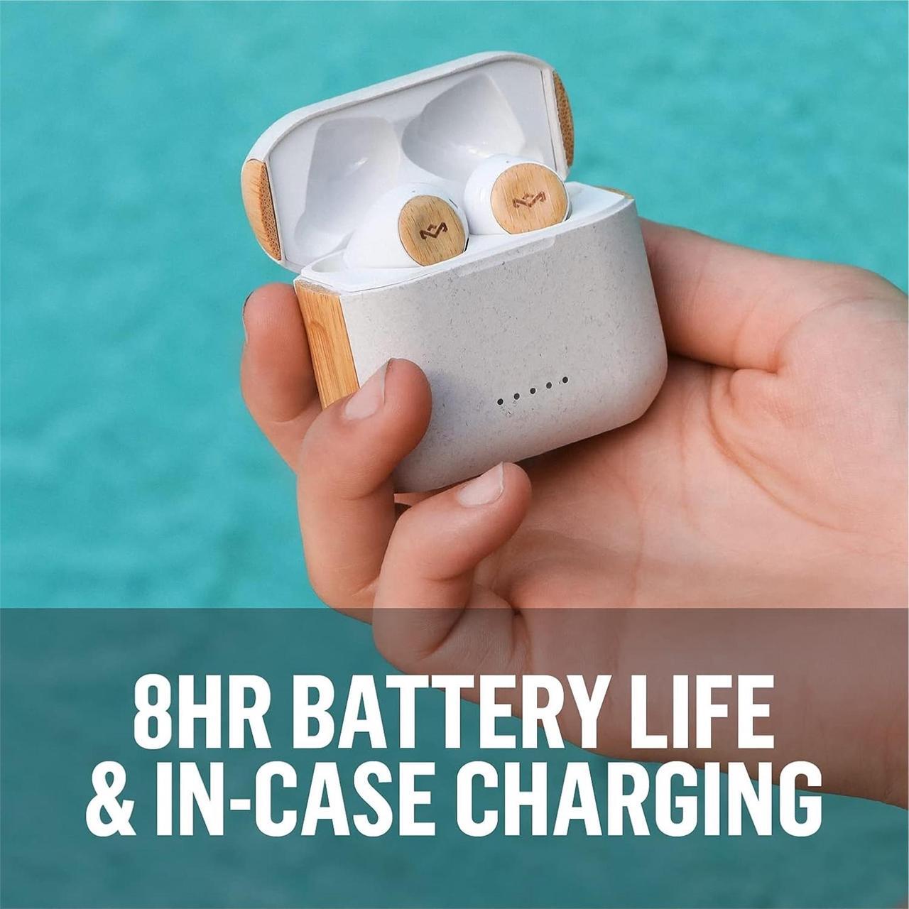 Alt view image 5 of 6 - House of Marley Rebel True Wireless Earbuds in-Case Charging & Mic Bluetooth 8H Battery Life Cream