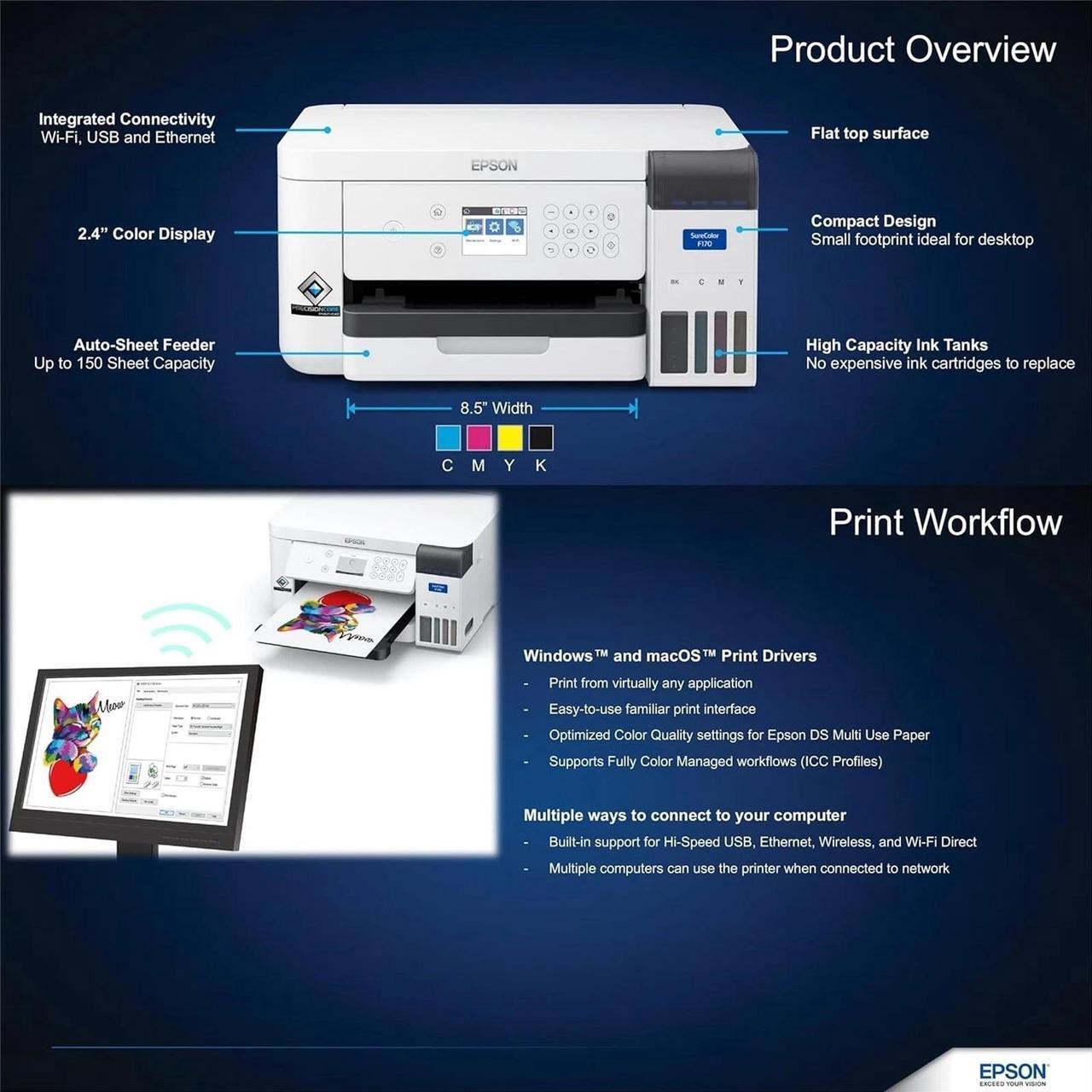 Alt view image 6 of 7 - Epson SureColor F170 Dye-Sublimation Printer