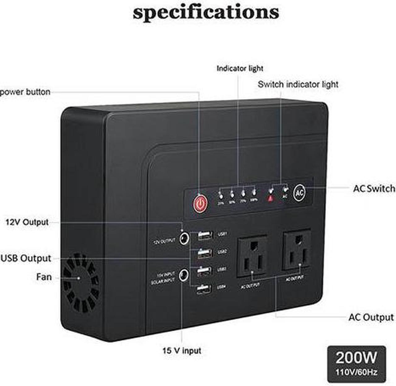 Alt view image 2 of 7 - 200W 146Wh Portable Power Station with 110V AC Outlet 39,600mAh Lithium Battery Bank Power Pack For Laptop Phone Tablet Camera Charger Outdoor Camping RV Travel Road Trip Home Office Emergency