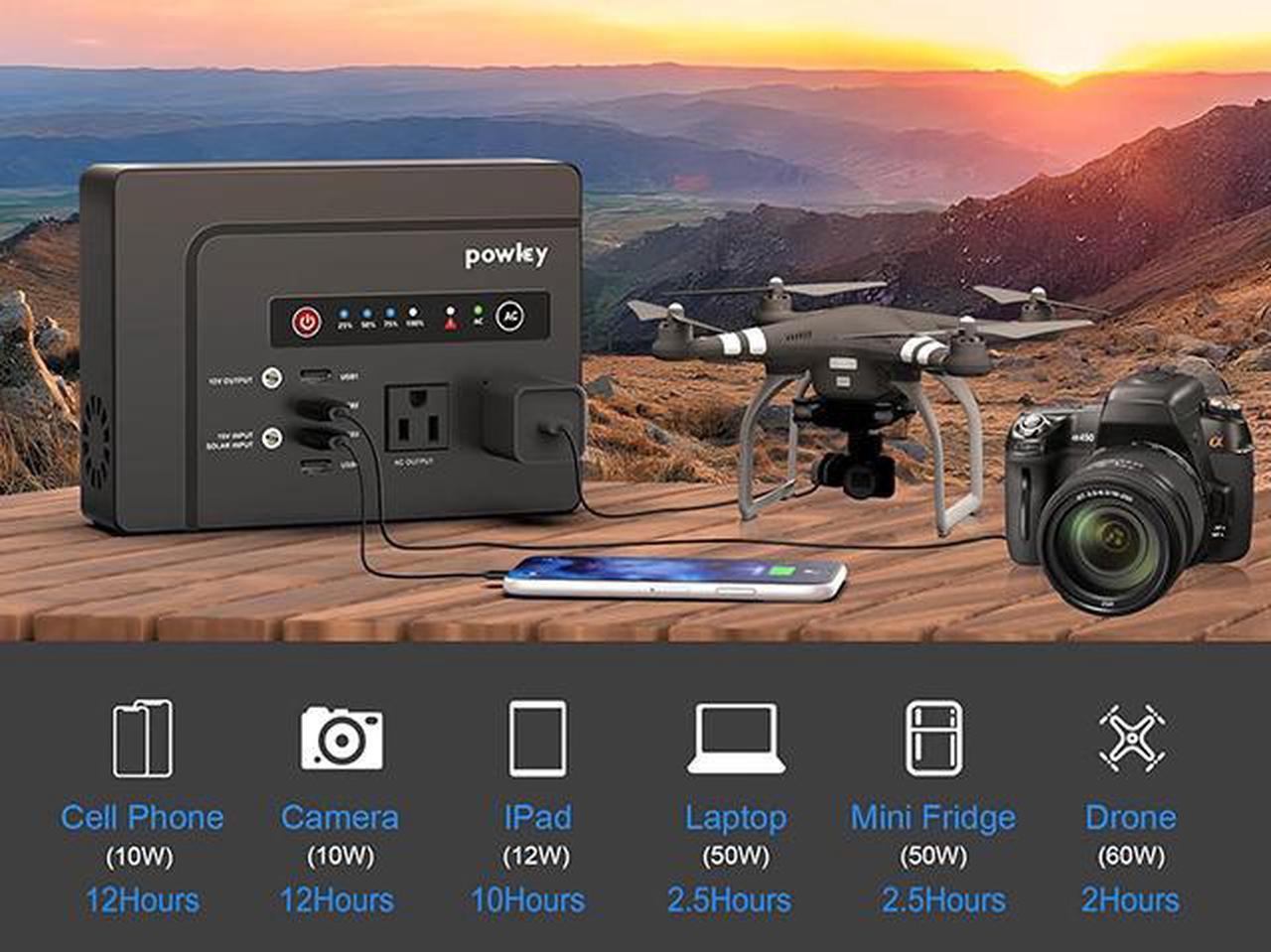 Alt view image 3 of 7 - 200W 146Wh Portable Power Station with 110V AC Outlet 39,600mAh Lithium Battery Bank Power Pack For Laptop Phone Tablet Camera Charger Outdoor Camping RV Travel Road Trip Home Office Emergency