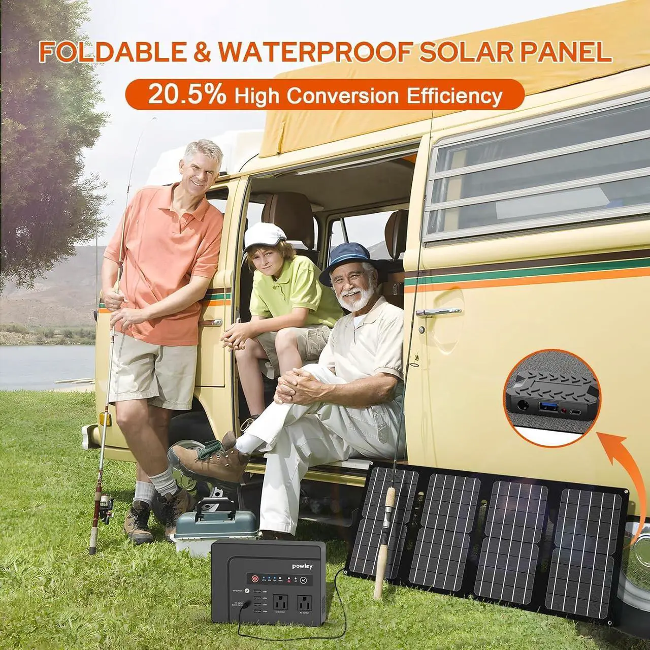 Alt view image 3 of 7 - Portable Power Station 146Wh 200W Solar Generator with 40W Solar Panel Kit, 110V AC DC USB Outlet Battery Bank Backup Charger for Laptop Tablet Phone Lamp Fan Outdoor Camping Trip Home Emergency