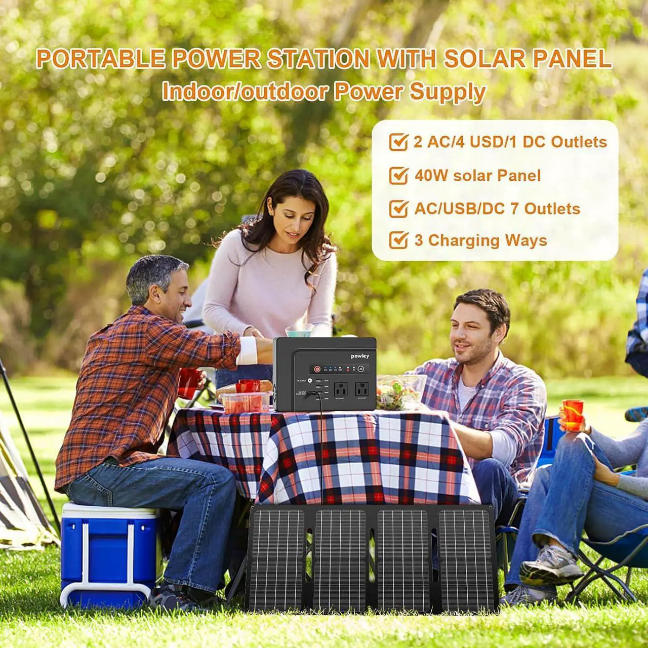 Alt view image 7 of 7 - Portable Power Station 146Wh 200W Solar Generator with 40W Solar Panel Kit, 110V AC DC USB Outlet Battery Bank Backup Charger for Laptop Tablet Phone Lamp Fan Outdoor Camping Trip Home Emergency
