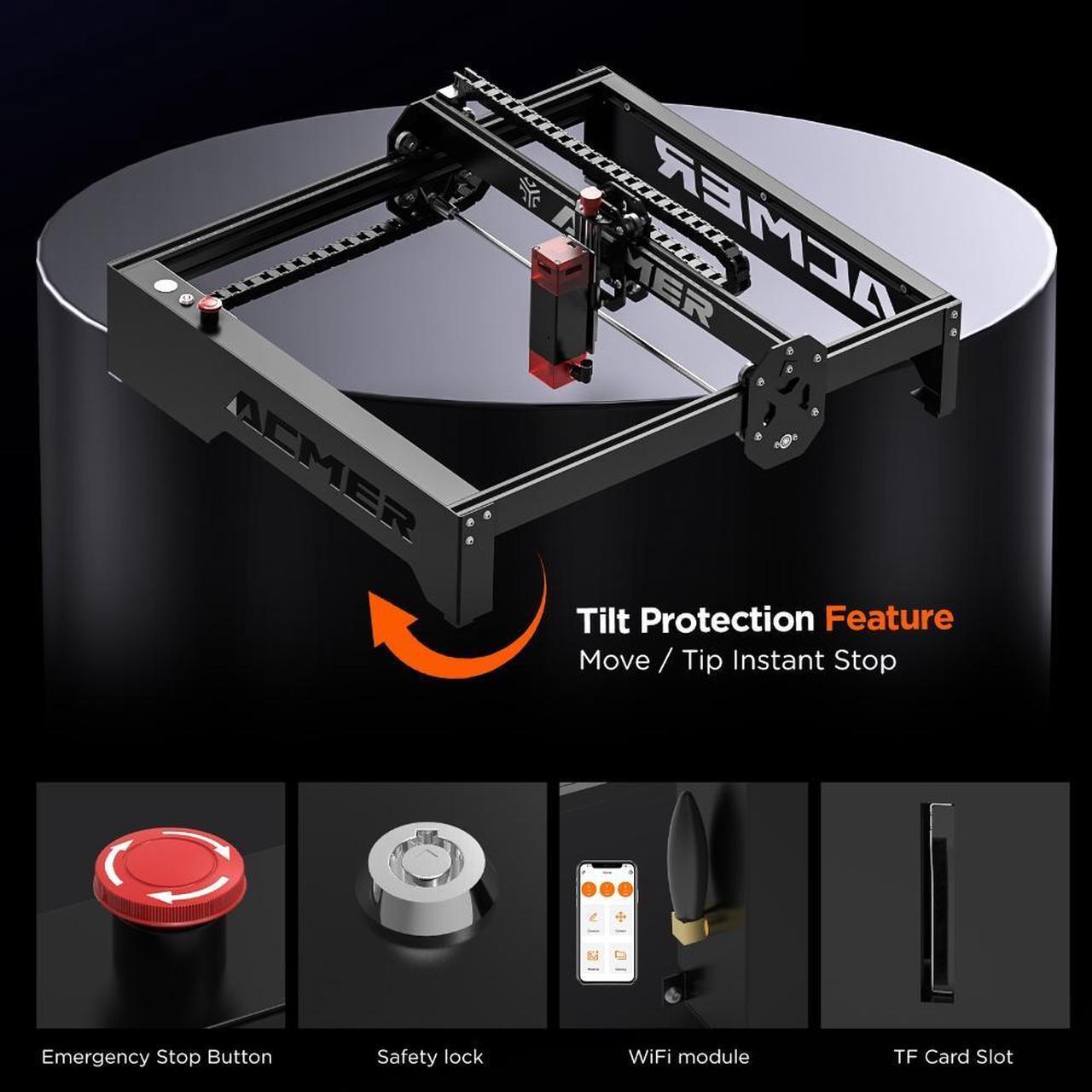 Alt view image 7 of 7 - Acmer P1 Laser Engraver, 10W Output Laser Cutter and Engraver Machine for Wood, Metal, Acrylic, Leather