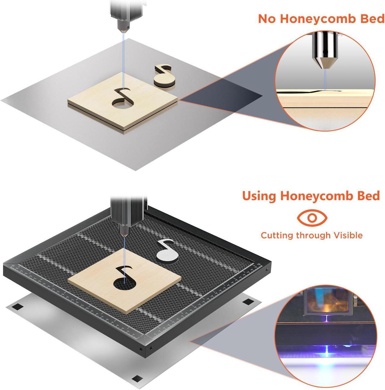 Alt view image 5 of 7 - ACMER E10 Honeycomb Laser Bed , aluminum panel-equipped cutting surface designed for laser engraving and cutting machines, Fast Heat Dissipation and Desktop Protection