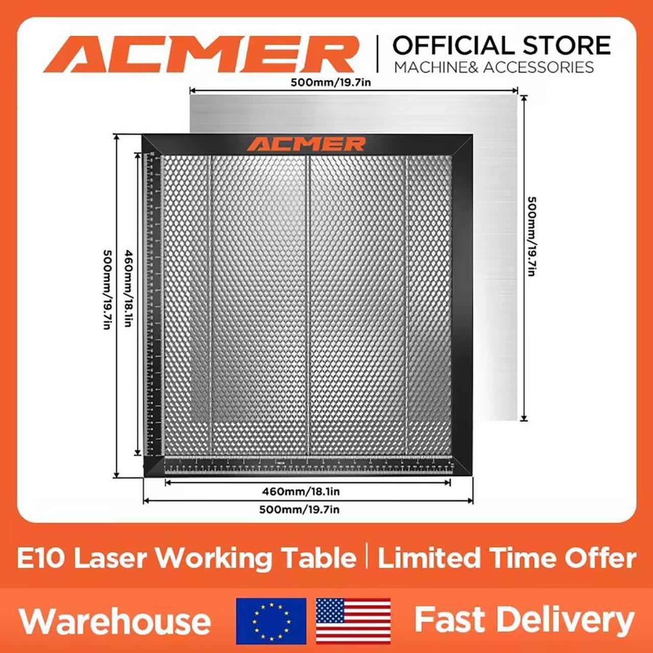 Main image of ACMER E10 Honeycomb Laser Bed , aluminum panel-equipped cutting surface designed for laser engraving and cutting machines, Fast Heat Dissipation and Desktop Protection