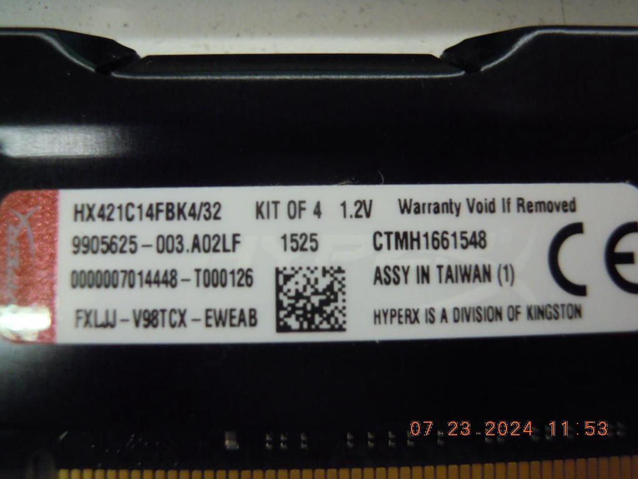Alt view image 3 of 3 - HyperX FURY 16GB (2 x 8GB) DDR4 2133 (PC4 17000) Memory Kit Model HX421C14FBK4/32