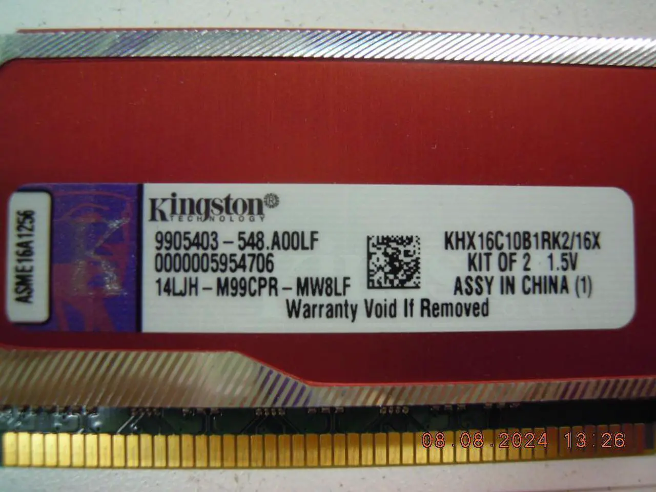 Alt view image 3 of 3 - HyperX XMP Blu Red Series 16GB (2 x 8GB) DDR3 1600 Desktop Memory Model KHX16C10B1RK2/16X