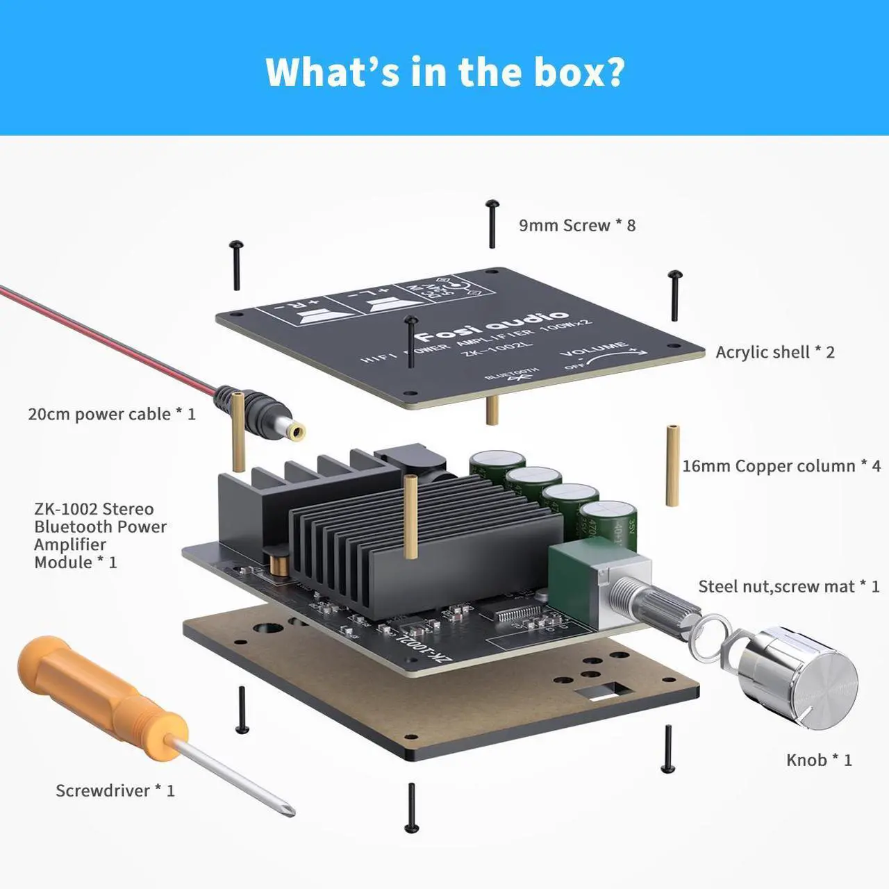 Alt view image 7 of 7 - NEOHIPO ZK-1002L 100W x 2 Bluetooth 5.0 Stereo Audio Receiver Amplifier Board 2 Channel Mini Power Digital Module Amp for Home Passive Speakers
