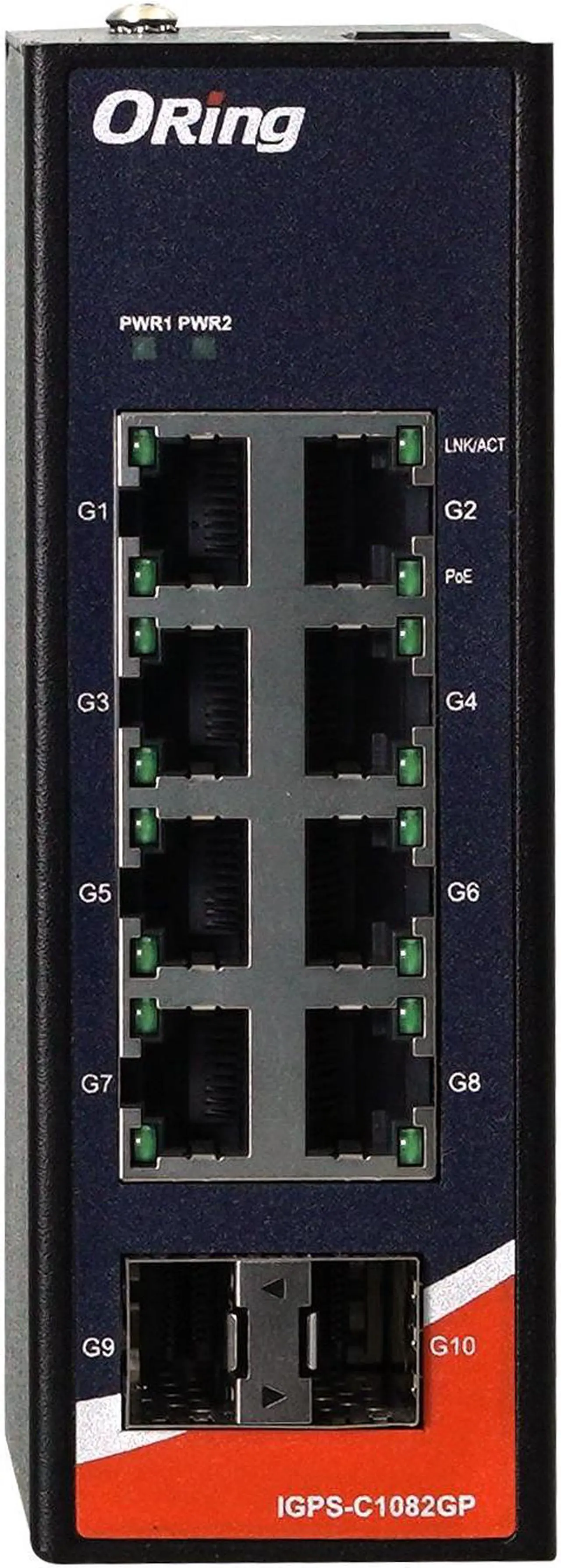 Alt view image 2 of 6 - ORing IGPS-C1082GP |  Industrial 10-port Unmanaged Full Gigabit PoE Switch