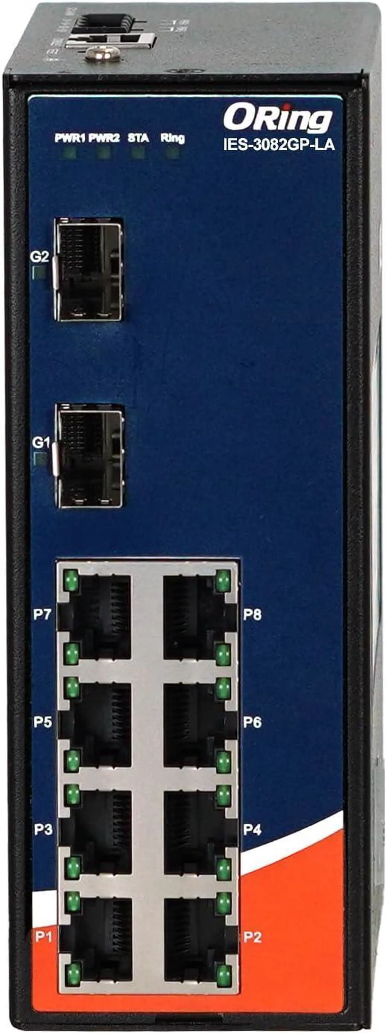 Alt view image 2 of 4 - ORing IES-3082GP-LA Managed Ethernet Switch with 8 10/100BaseTX Ports, 2 100/1000BaseSFP Slots, -40~75°C