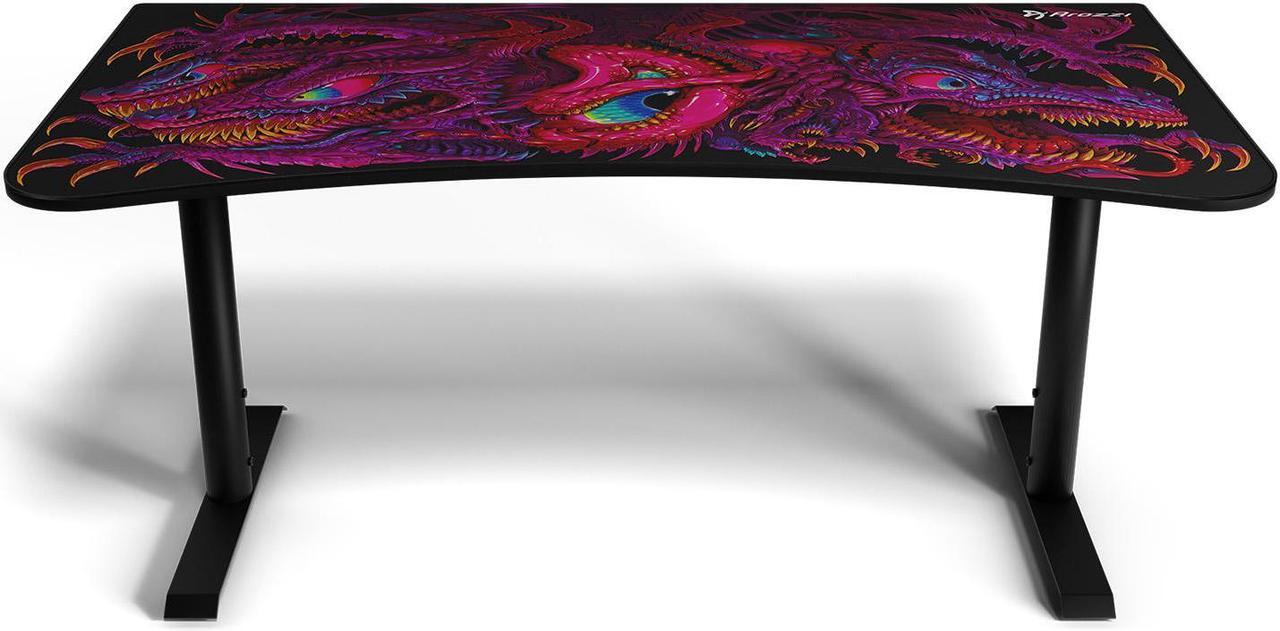Alt view image 4 of 4 - Arozzi Arena Ultrawide Curved Gaming and Office Desk with Full Surface Water Resistant and Washable Mouse Pad and 3 Custom Monitor Mount Cut Outs with Cable Management - Crawling Chaos