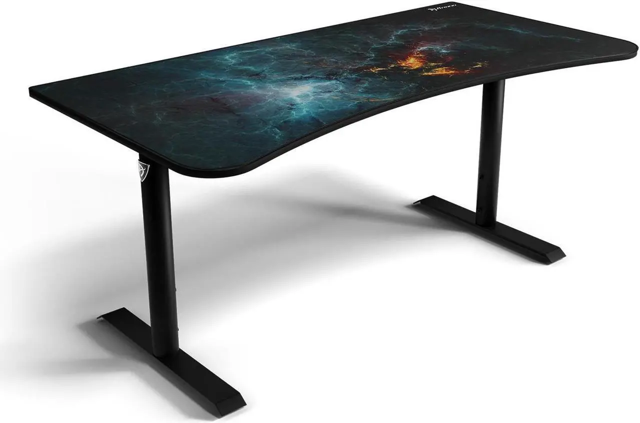 Alt view image 3 of 4 - Arozzi Arena Ultrawide Curved Gaming and Office Desk with Full Surface Water Resistant and Washable Mouse Pad and 3 Custom Monitor Mount Cut Outs with Cable Management - Omega