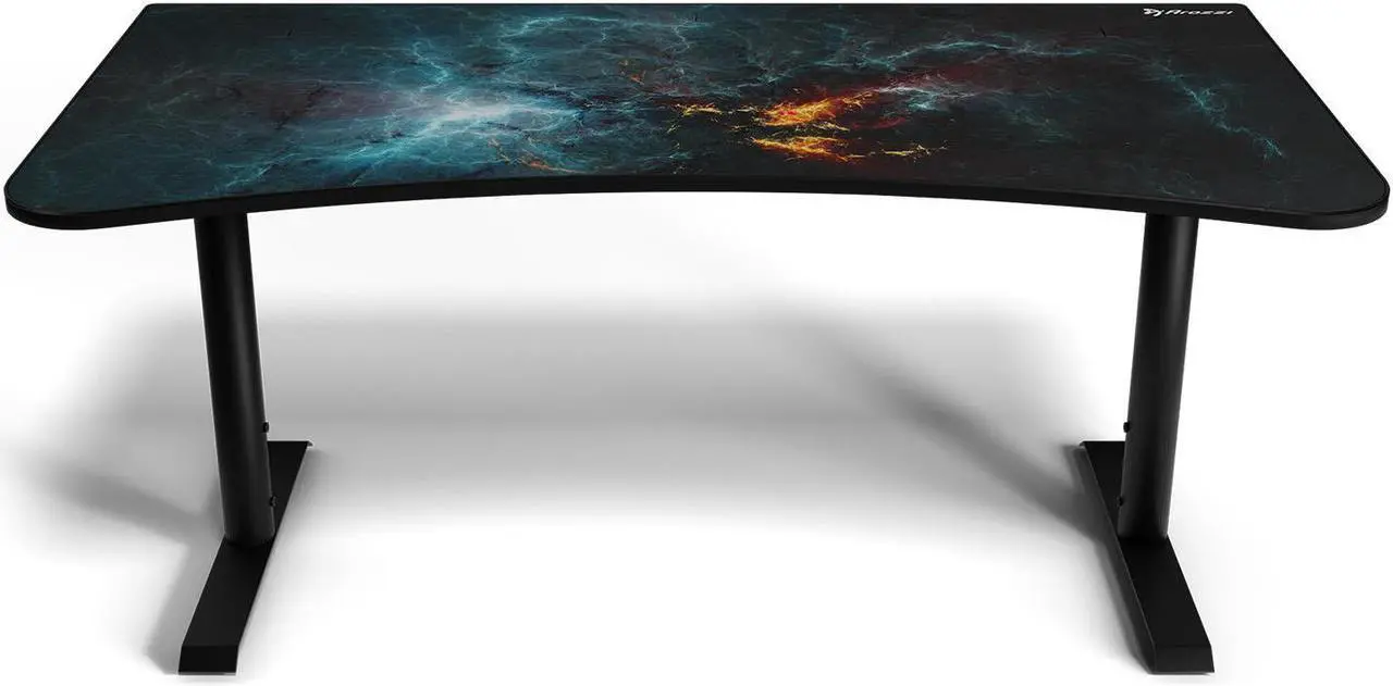 Alt view image 4 of 4 - Arozzi Arena Ultrawide Curved Gaming and Office Desk with Full Surface Water Resistant and Washable Mouse Pad and 3 Custom Monitor Mount Cut Outs with Cable Management - Omega