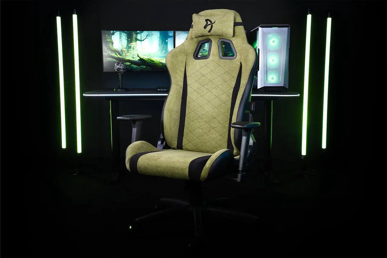Alt view image 2 of 6 - Arozzi Avanti Premium Soft Fabric Upholstery Fabric with Unique Velvety Texture Breathable Fluid-Repellant Ergonomic Design for Office and Gaming Chair - Moss Green