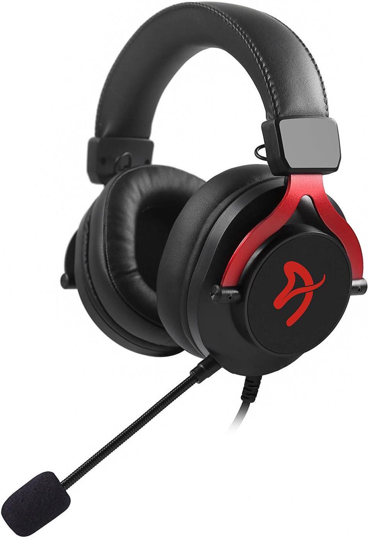 Main image of Arozzi Aria Gaming Headset with Detachable Microphone 50mm Drivers Microphone Mute Button Volume Control Aluminum Frame and 7.25 ft Braided Cable - Black Red