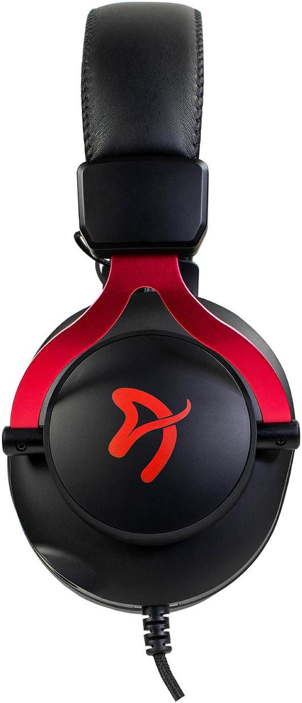 Alt view image 5 of 7 - Arozzi Aria Gaming Headset with Detachable Microphone 50mm Drivers Microphone Mute Button Volume Control Aluminum Frame and 7.25 ft Braided Cable - Black Red