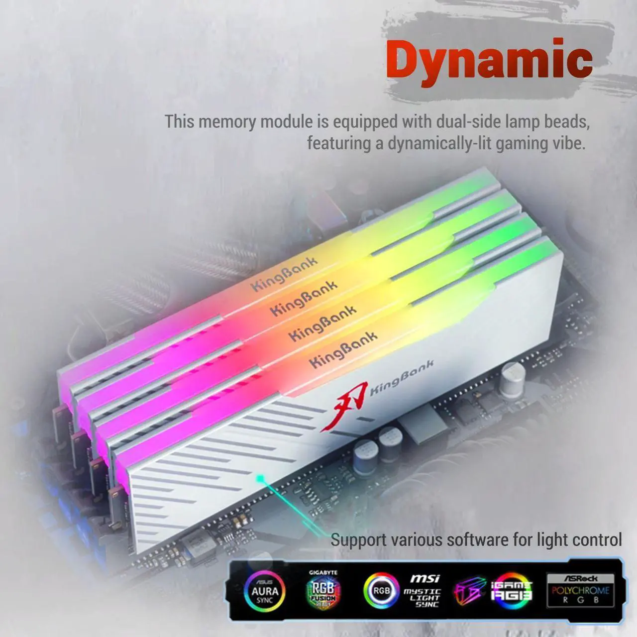 Alt view image 6 of 7 - KingBank RGB Desktop Computer Memory Ram CXMT/Hynix DDR4 16GB(2x8GB) 3600MHz 1.35V CL18 for Desktop Computer Game Office