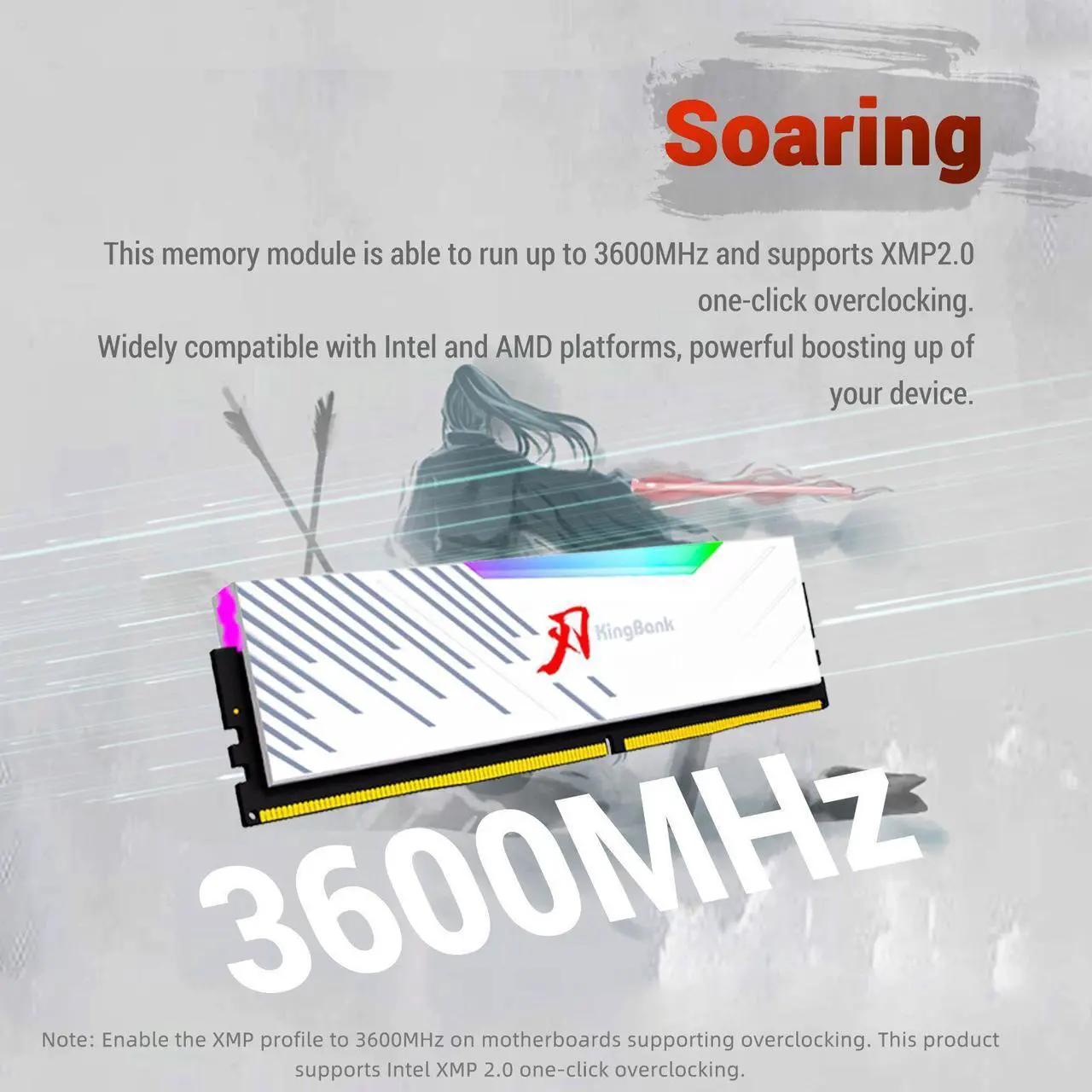 Alt view image 4 of 7 - KingBank RGB Desktop Computer Memory Ram CXMT/Hynix DDR4 16GB(2x8GB) 3600MHz 1.35V CL18 for Desktop Computer Game Office