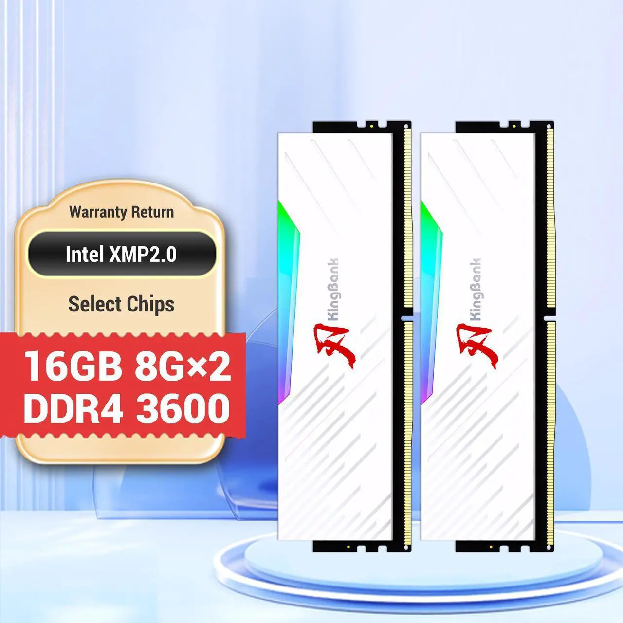 Alt view image 2 of 7 - KingBank RGB Desktop Computer Memory Ram CXMT/Hynix DDR4 16GB(2x8GB) 3600MHz 1.35V CL18 for Desktop Computer Game Office