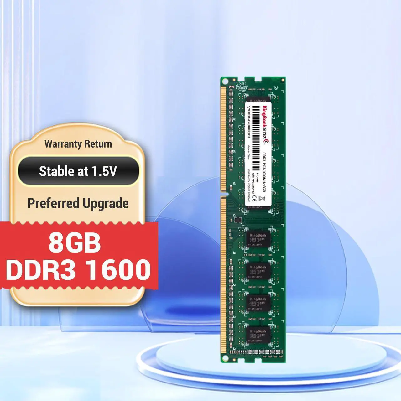 Alt view image 2 of 7 - KingBank Computer Desktop Memory Ram DDR3 8GB 1600MHz CL11 1.5V for Desktop Computer High Performance Gaming Office