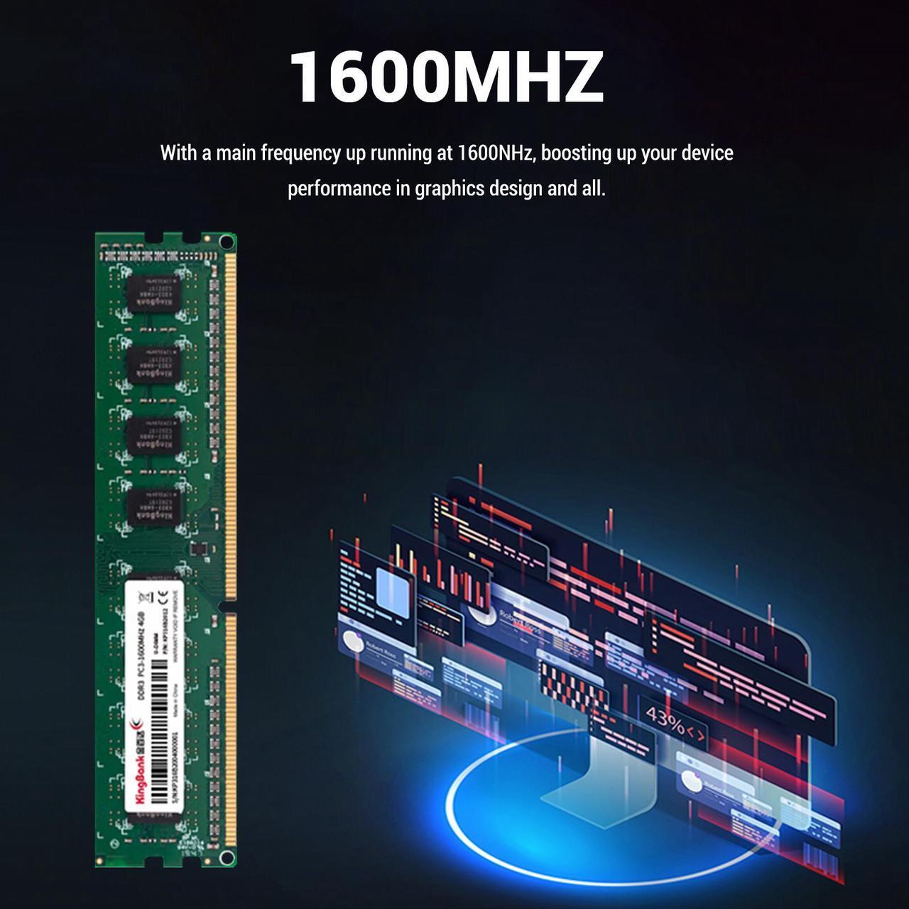 Alt view image 4 of 7 - KingBank Computer Desktop Memory Ram DDR3 8GB 1600MHz CL11 1.5V for Desktop Computer High Performance Gaming Office