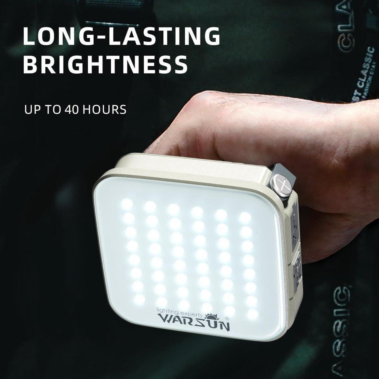 Alt view image 2 of 7 - WARSUN LED Camping Lantern 1000LM, Rechargeable Camping Lantern 6000mAh, 4 Light Modes, IPX5 Water-Resistant, Solar Tent Light for Power Outages, Emergency, Hurricane, Home, Hiking