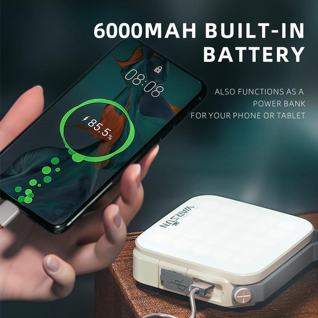 Alt view image 3 of 7 - WARSUN LED Camping Lantern 1000LM, Rechargeable Camping Lantern 6000mAh, 4 Light Modes, IPX5 Water-Resistant, Solar Tent Light for Power Outages, Emergency, Hurricane, Home, Hiking
