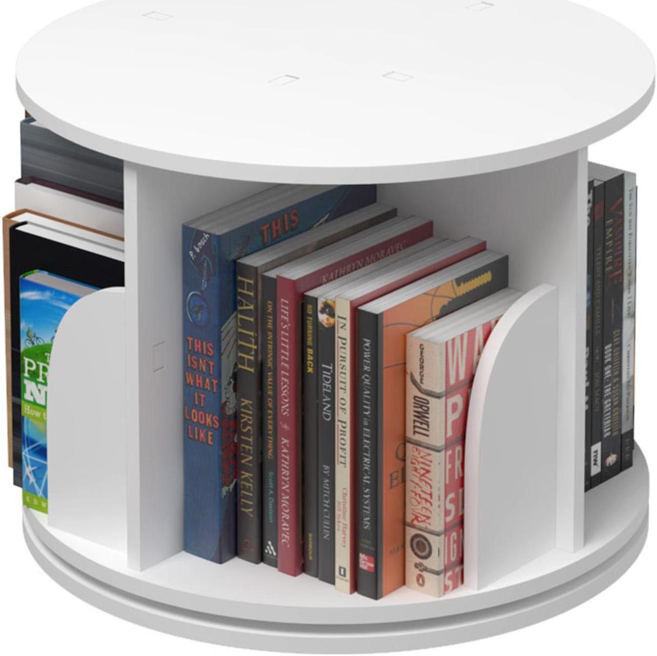 Toytexx Inc 1 Tier 360° Rotating Stackable Shelves Bookshelf Organizer (White)