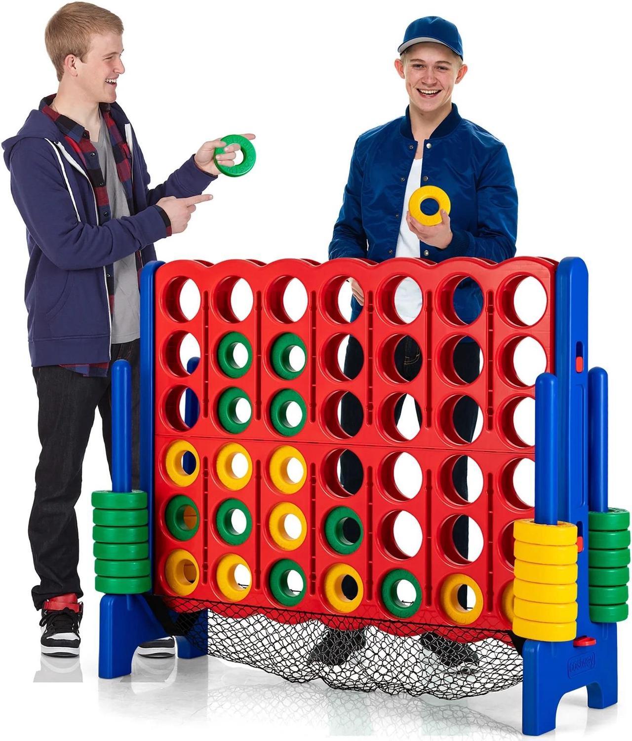 Toytexx Inc Giant Connect 4 Game Set, 4-in-a-Row Connect Game with Quick-Release Levers, Mesh Pocket for Kids, Adults, Indoor, Outdoor - SP37596BL