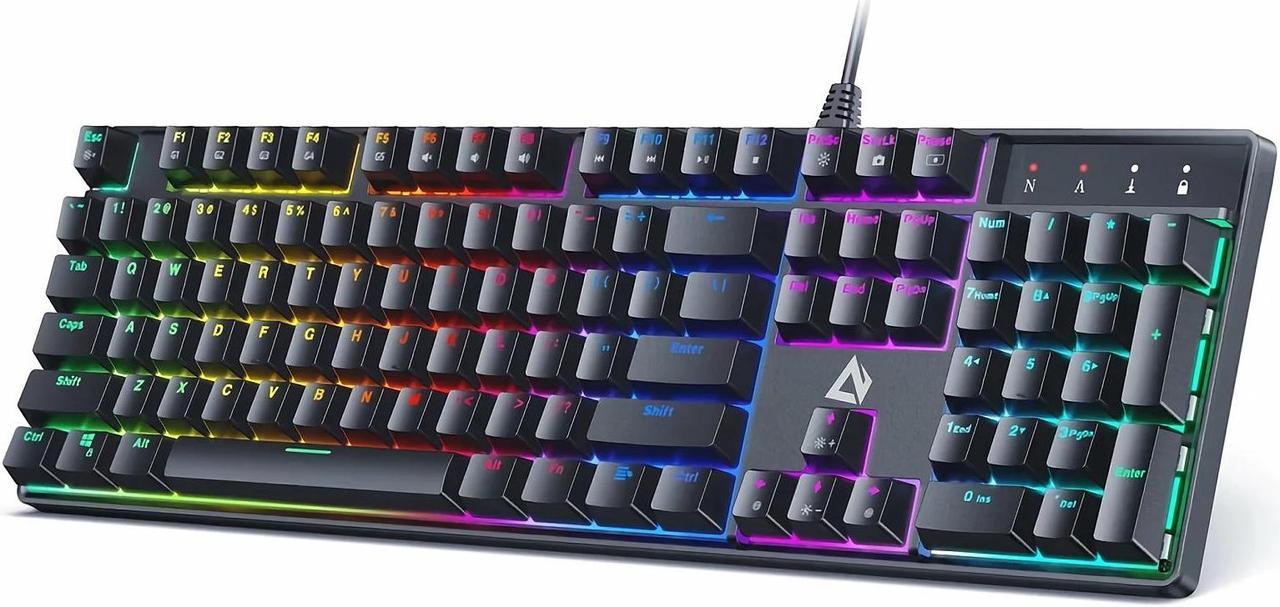 Toytexx Inc AUKEY KM-G16 Mechanical Keyboard, RGB 104 Keys Gaming Keyboard with Blue Switches for PC and Mac Compatibility