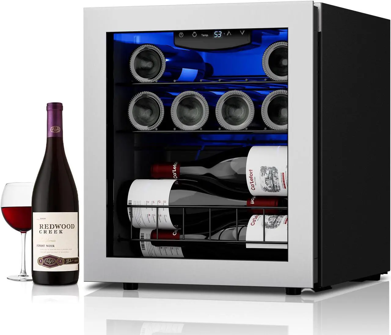 Main image of Ca'Lefort 12-Bottle Wine Refrigerator Freestanding Wine Fridge with Temperature Control and Anti-UV Glass Door Wine Cooler, Perfect for Stylish Wine Storage at Home, Office, and Bar