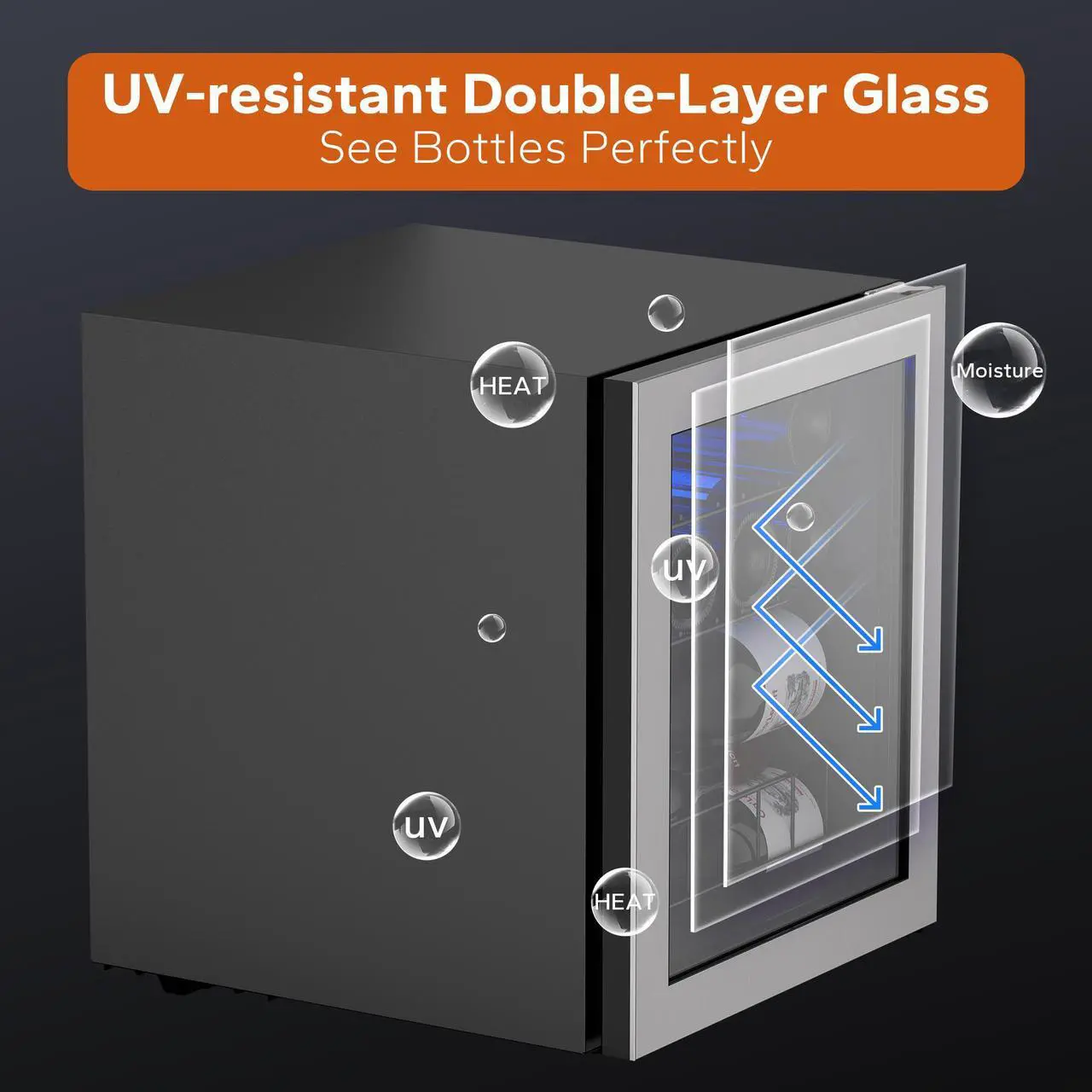 Alt view image 3 of 7 - Ca'Lefort 12-Bottle Wine Refrigerator Freestanding Wine Fridge with Temperature Control and Anti-UV Glass Door Wine Cooler, Perfect for Stylish Wine Storage at Home, Office, and Bar