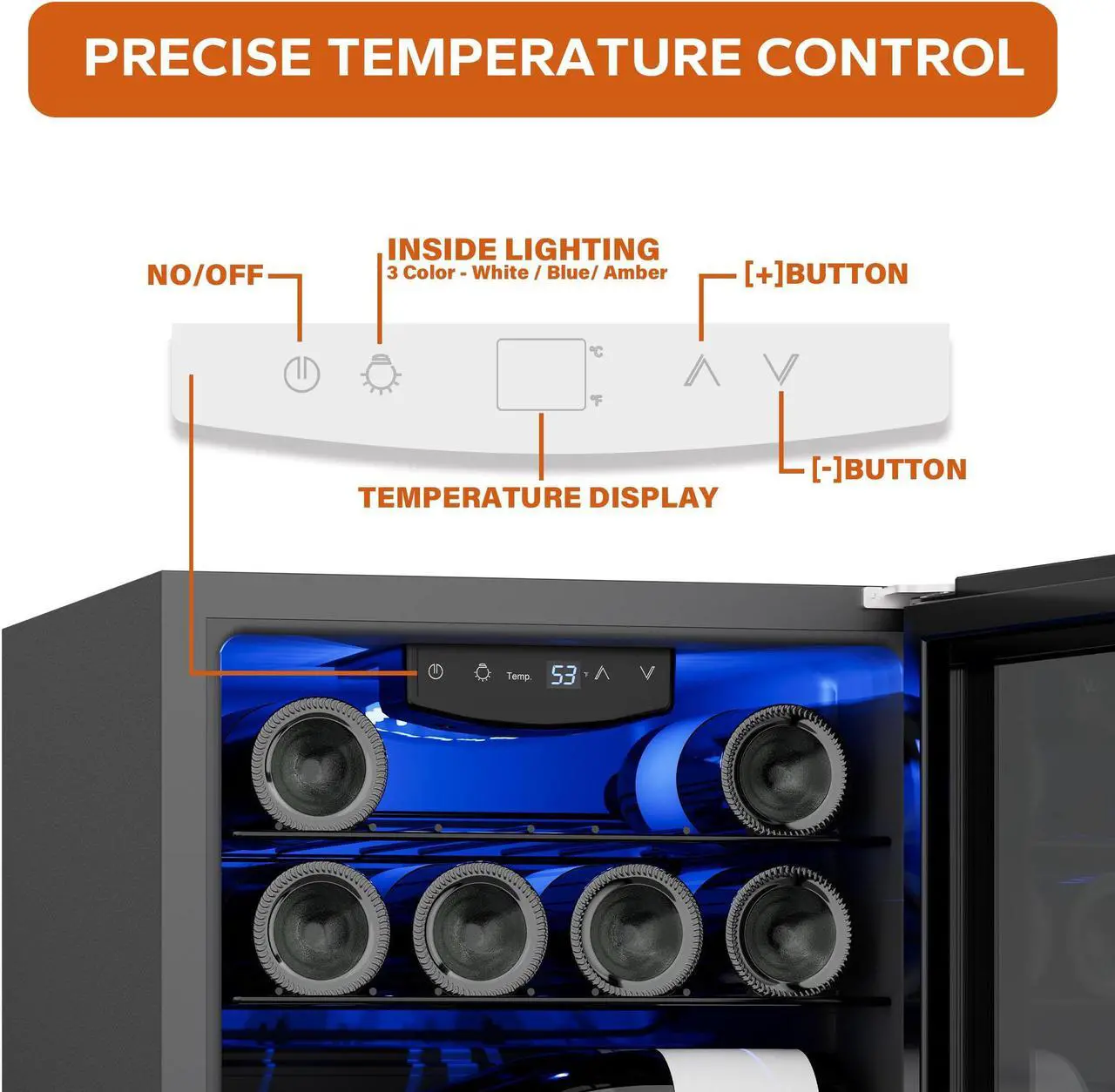 Alt view image 5 of 7 - Ca'Lefort 12-Bottle Wine Refrigerator Freestanding Wine Fridge with Temperature Control and Anti-UV Glass Door Wine Cooler, Perfect for Stylish Wine Storage at Home, Office, and Bar