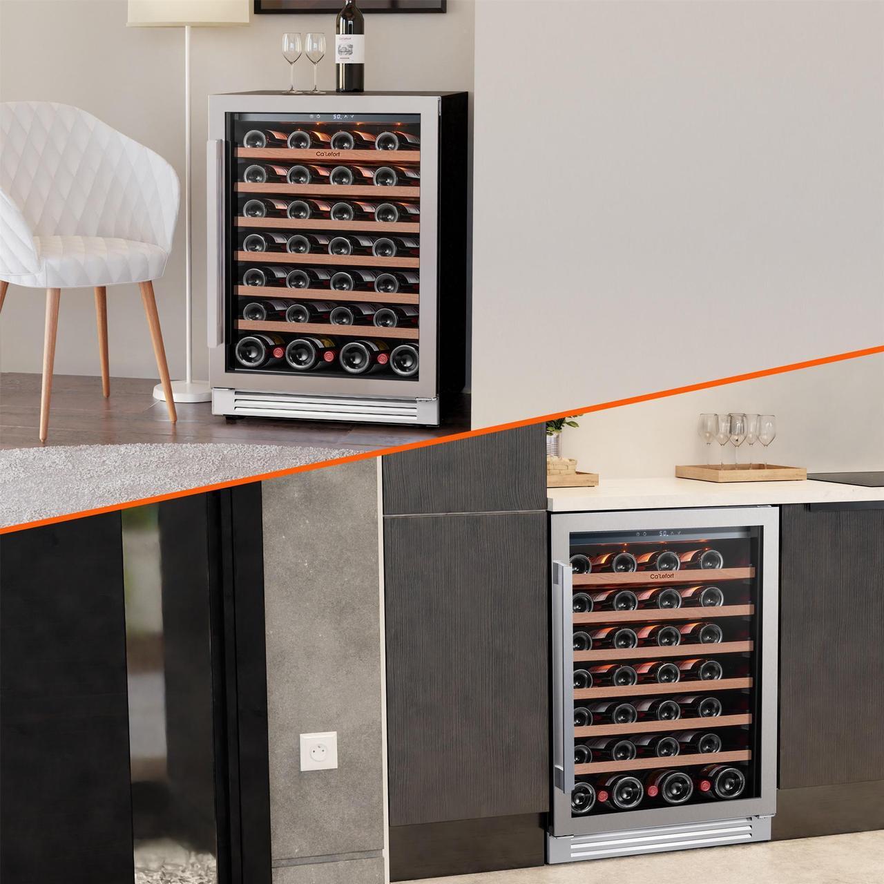 Alt view image 5 of 7 - Ca'Lefort 24 Inch Wine Fridge, 54 Bottle Wine Cooler Refrigerator, 40-65°F Wine Refrigerator Glass Door, 3 LED Built-in or Freestanding Wine Cellar for Home/Bar/Kitchen (5.65 cu.ft)