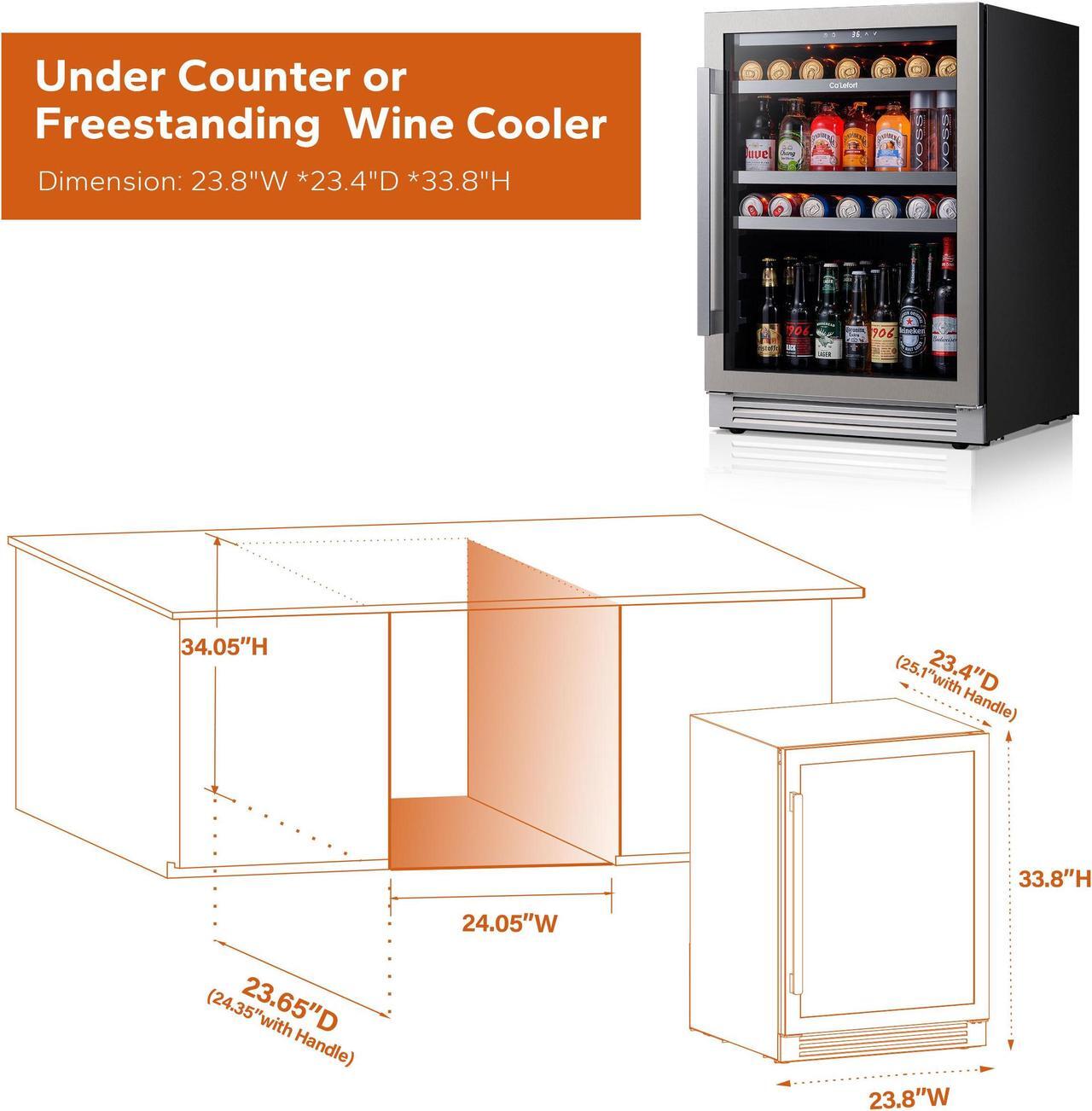 Alt view image 5 of 7 - Ca'Lefort 85L Compressor Wine and Beverage Cooler - Elegant Temperature-Controlled Refrigerator for Optimal Wine Aging and Beverage Storage  Perfect for Enhancing Your Living Room or Bar Experience