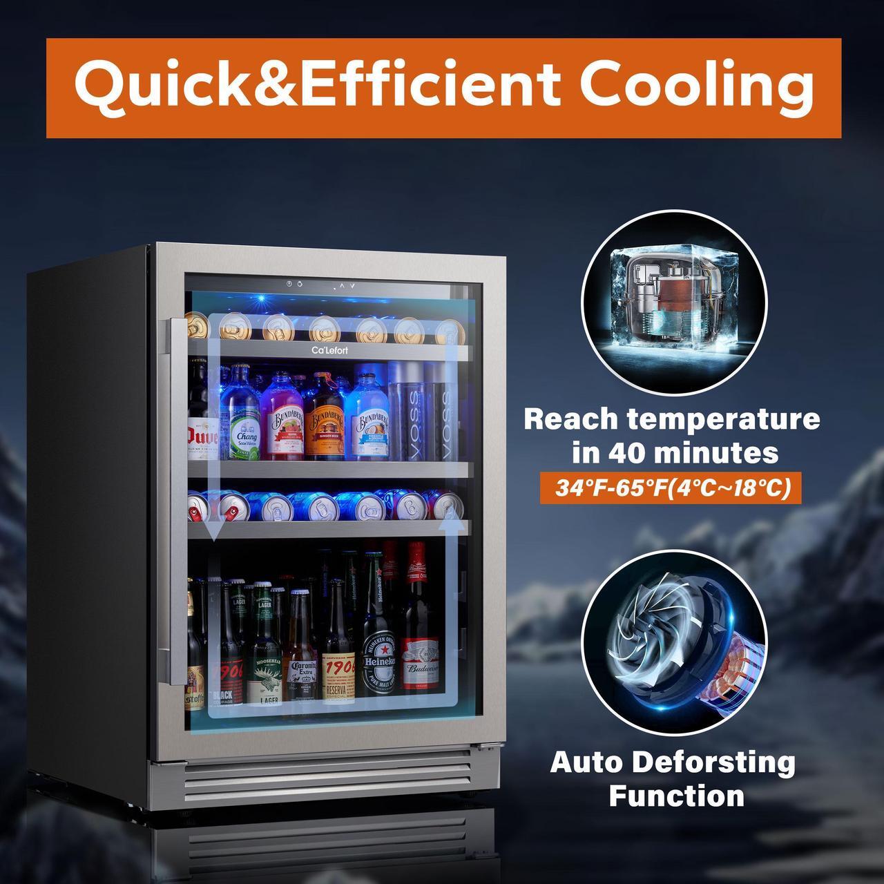 Alt view image 6 of 7 - Ca'Lefort 85L Compressor Wine and Beverage Cooler - Elegant Temperature-Controlled Refrigerator for Optimal Wine Aging and Beverage Storage  Perfect for Enhancing Your Living Room or Bar Experience