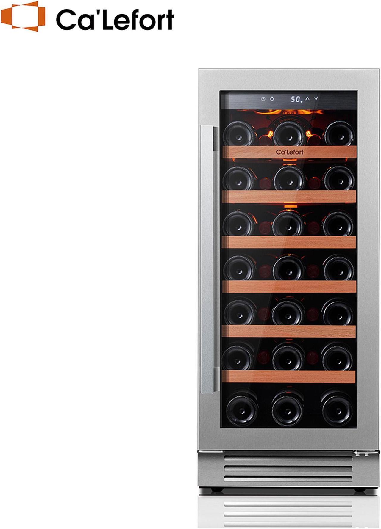 Main image of Ca'Lefort 15 Inch Wine Fridge - 33 Bottle Wine Cooler Refrigerator with Glass Door, Built-in or Freestanding Wine Cellar for Home/Bar/Kitchen (3.0 cu.ft)