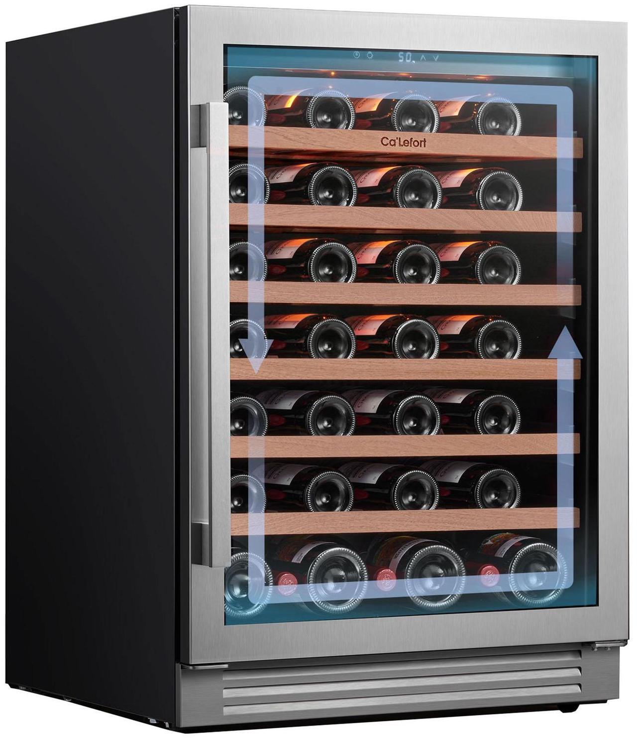 Main image of Ca'Lefort Energy-Efficient Wine Fridge - R600a Compressor & Sabili Wood Shelves ETL-Certified 54-Bottle Capacity | Amber/White/Blue LED Display for Elegant Storage
